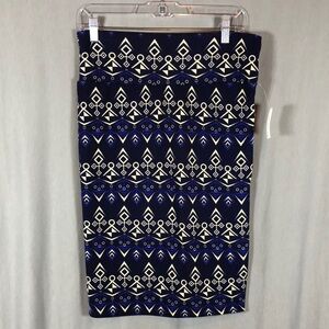 NWT Lularoe Cassie Pencil Skirt - Nvy/Cream - Size M
